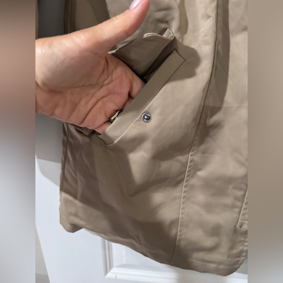 SaphiRose Women's Tan Plaid Lined Hooded Raincoat Jacket Size M - Picture 5 of 10